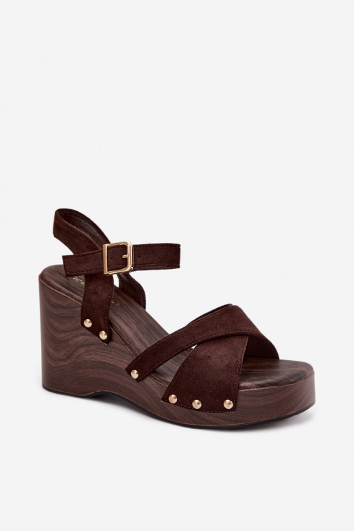Damen-Plateausandalen in Gold mit Nieten Ze Velvra