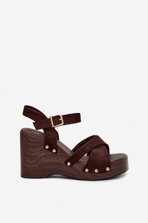 Damen-Plateausandalen in Gold mit Nieten Ze Velvra