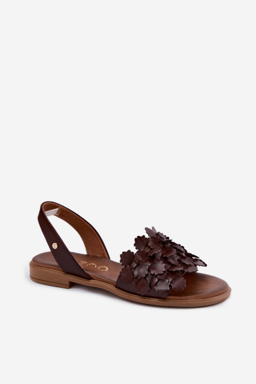 Damen-Sandalen mit breiten Absätzen Zazoo 40468 in Schokolade