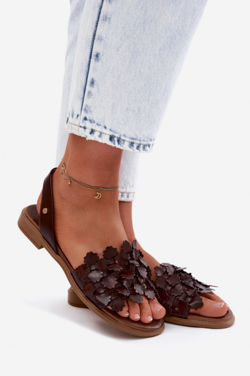 Damen-Sandalen mit breiten Absätzen Zazoo 40468 in Schokolade