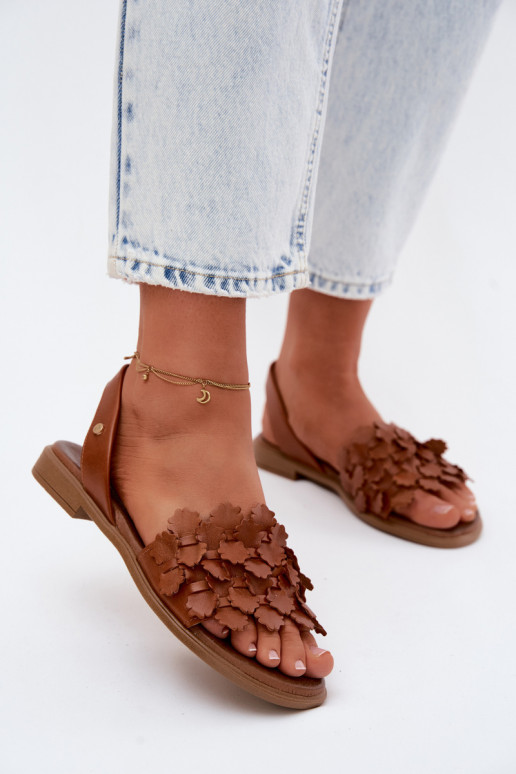 Damen-Sandalen mit breiten Absätzen Zazoo 40468 in Braun
