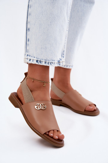 Damen-Sandalen in Gold mit Details Zazoo 40473 in Braun 2