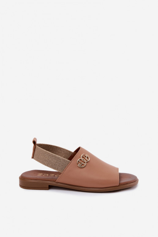 Damen-Sandalen in Gold mit Details Zazoo 40473 in Braun