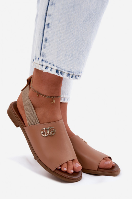 Damensandalen Ze goldene Farbem Detalem Zazoo 40473 braune Farbe