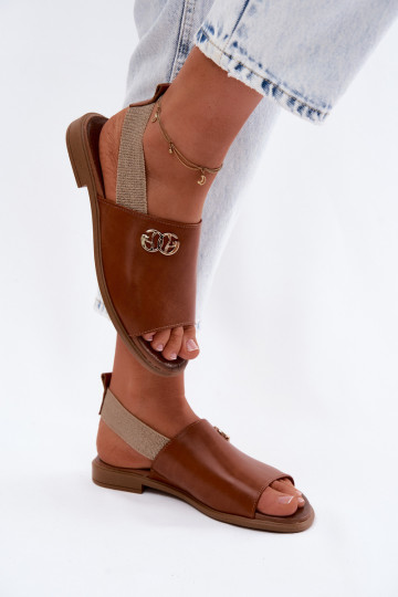 Damensandalen Ze goldene Farbem Detalem Zazoo 40473 braune Farbe