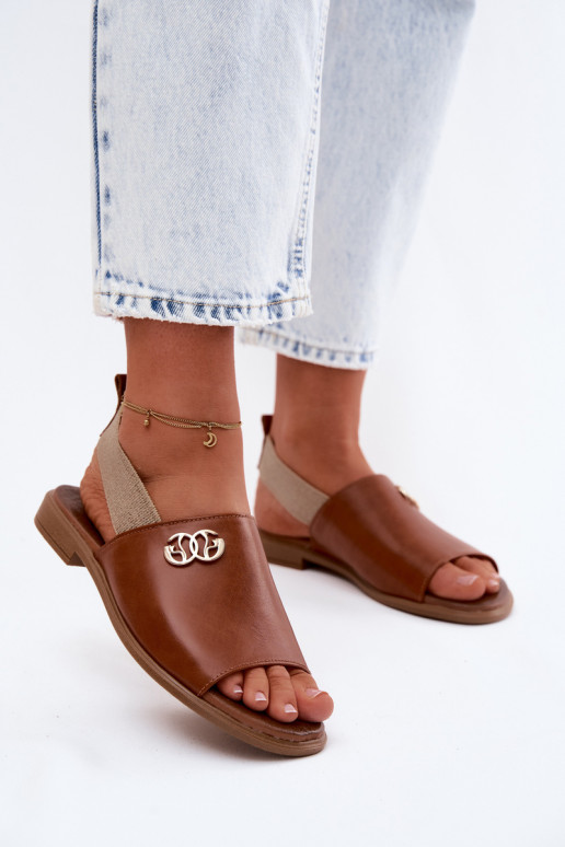 Damen-Sandalen in Gold mit Details Zazoo 40473 in Braun