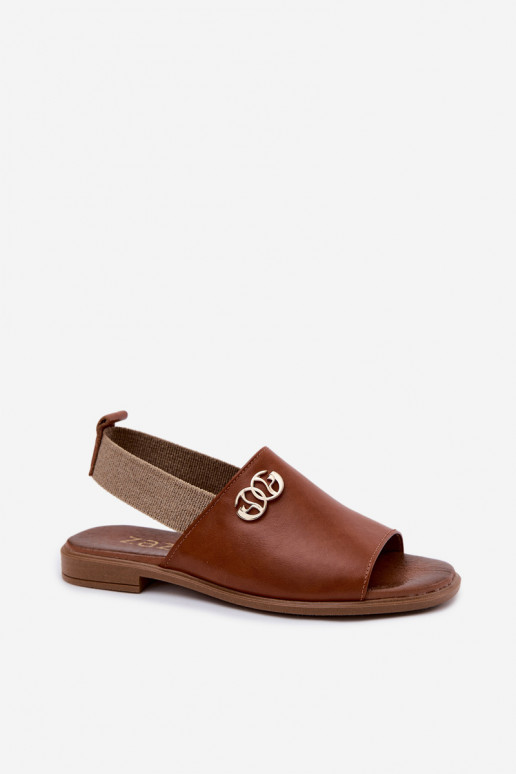 Damen-Sandalen in Gold mit Details Zazoo 40473 in Braun