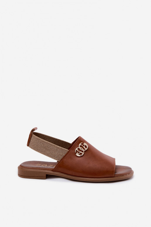 Damensandalen Ze goldene Farbem Detalem Zazoo 40473 braune Farbe