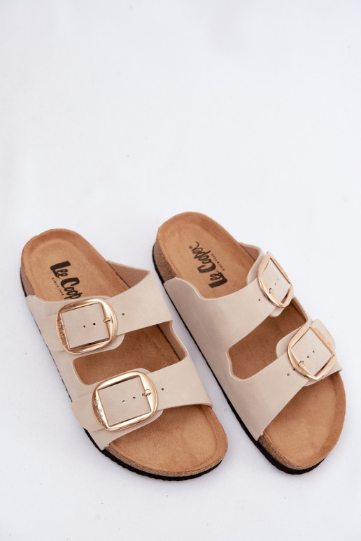 Damenhausschuhe Auf einer Korksohle mit Schnallen Lee Cooper LCIN-26-35-4454L Beige