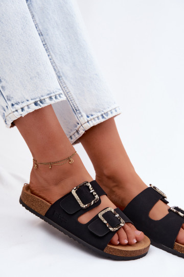 Damenhausschuhe mit Schnallen Lee Cooper LCIN-26-35-4450L schZuarze Farbe