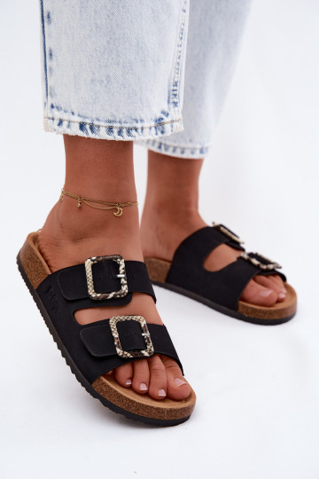 Damenhausschuhe mit Schnallen Lee Cooper LCIN-26-35-4450L schZuarze Farbe 2