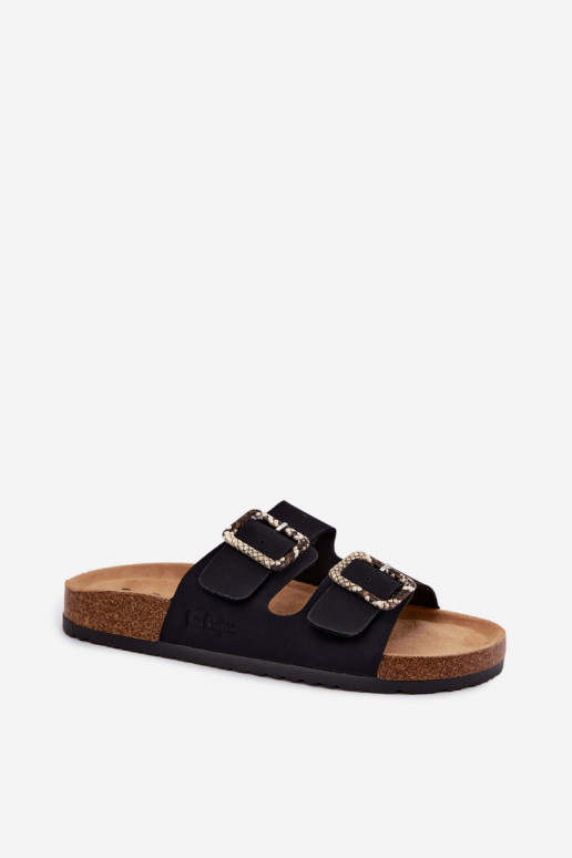 Damen-Pantoletten mit Schnallen Lee Cooper LCIN-26-35-4450L in Schwarz
