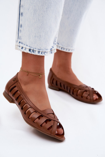 Haut Durchbrochene Ballerinas Es mussciejka P7540-29 braune Farbe 2