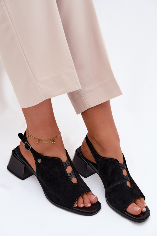 SandalenErmöglichtturalnego aus INildlederu mit Absätzen Es mussciejka K7521-01 schZuarze Farbe