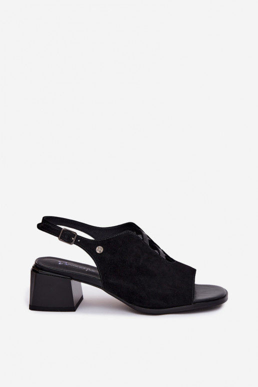 Sandalen mit Kunstveloursleder-Absätzen Tai turiciejka K7521-01 schwarz