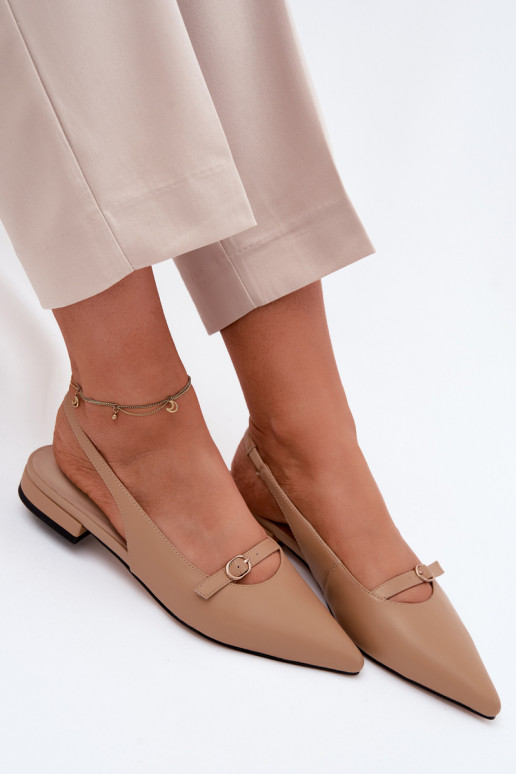 Damensandalen mit breiten Absätzen Es mussciejka K7449-04 Beige