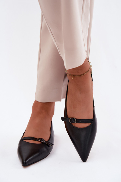 Damensandalen mit breiten Absätzen Es mussciejka K7449-01 schZuarze Farbe