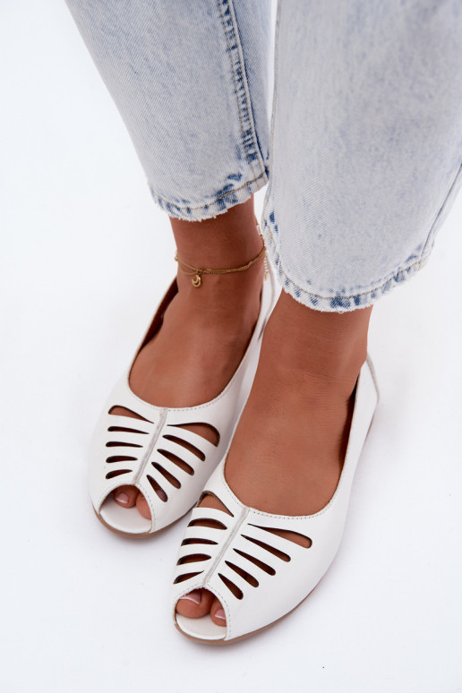 Durchbrochene BallerinasErmöglichtturalnej Skóry Es mussciejka P7541-11 Zueiße Farbe