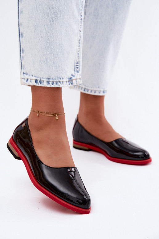 Haut Lackierte Ballerinas Es mussciejka K7463-01 schZuarze Farbe