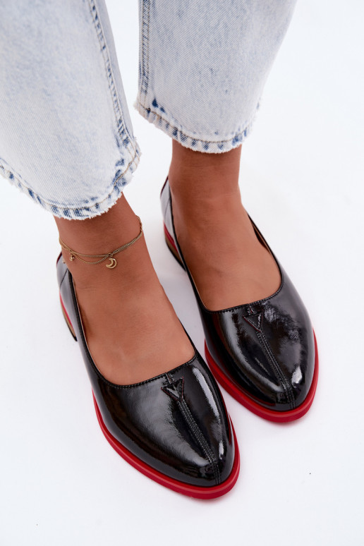 Haut Lackierte Ballerinas Es mussciejka K7463-01 schZuarze Farbe