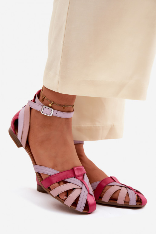 Damen-Sandalen mit breiten Absätzen und Riemen Tai turiciejka P7539-15 rosa-lila