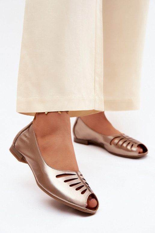 Durchbrochene BallerinasErmöglichtturalnej Skóry Es mussciejka P7541-32 goldene Farbe