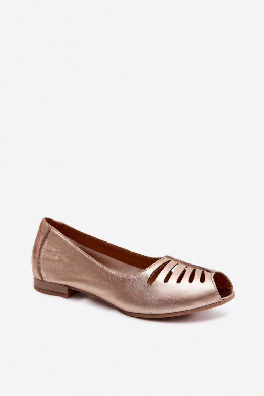 Löcher ballerinas aus Kunstleder Tai turiciejka P7541-32 gold