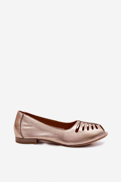 Löcher ballerinas aus Kunstleder Tai turiciejka P7541-32 gold