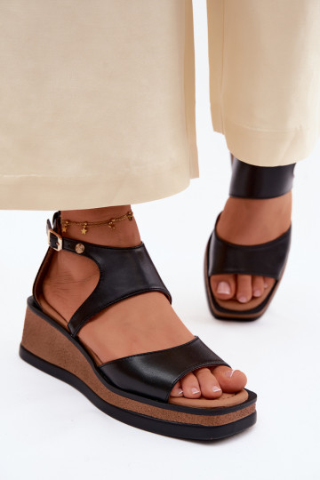 Haut Plateausandalen Es mussciejka K7471-01 schZuarze Farbe