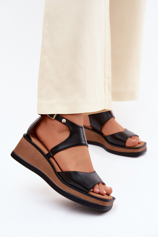 Haut Plateausandalen Es mussciejka K7471-01 schZuarze Farbe