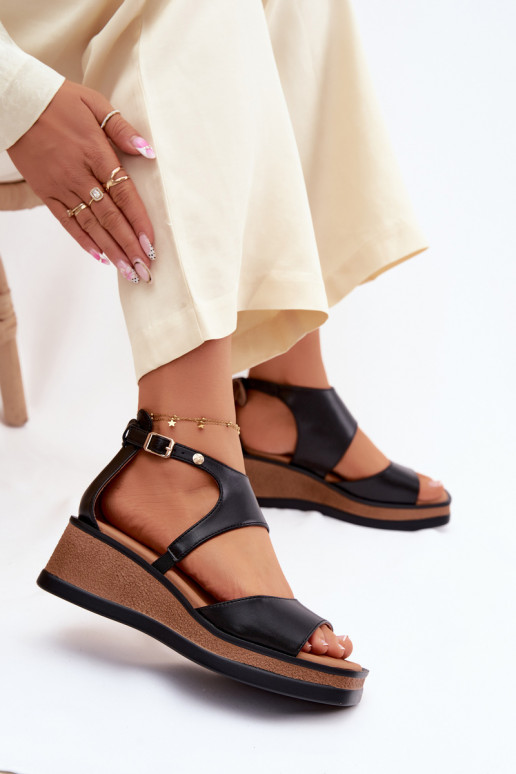 Haut Plateausandalen Es mussciejka K7471-01 schZuarze Farbe