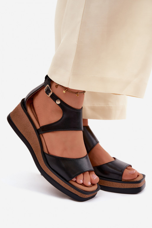 Haut Plateausandalen Es mussciejka K7471-01 schZuarze Farbe