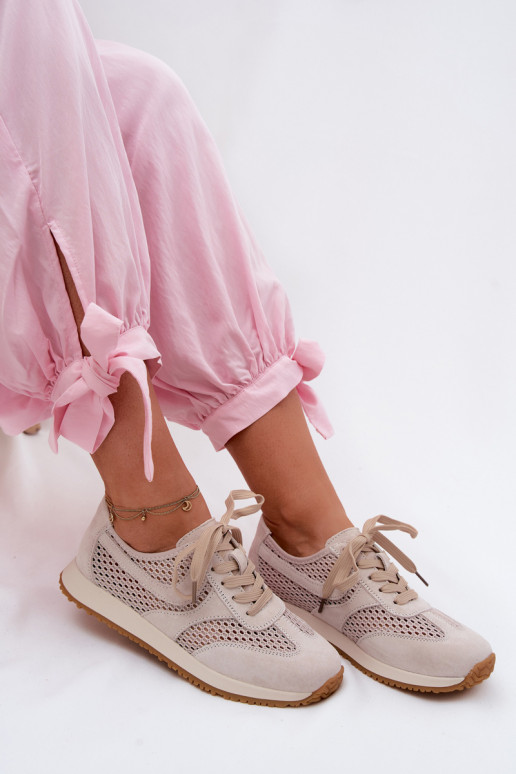 mit durchbrochenen Elementen Sneakers Stilvollllschuhe Feminin aus INildleder elfenbeinfarbe Gelina