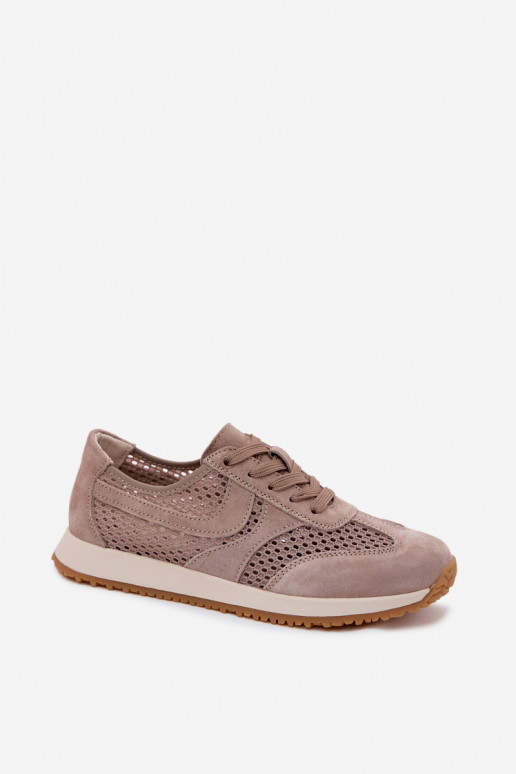 mit durchbrochenen Elementen Sneakers Stilvollllschuhe Feminin aus INildleder Beige Gelina