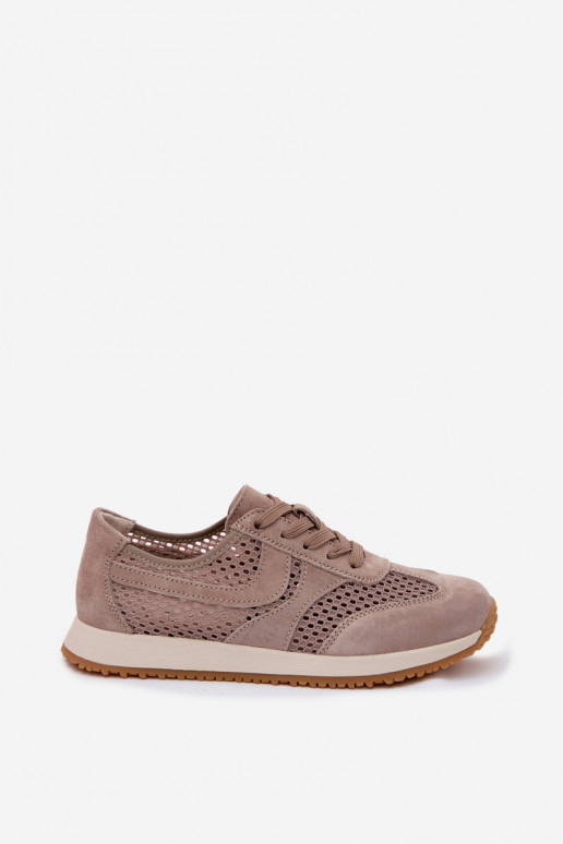mit durchbrochenen Elementen Sneakers Stilvollllschuhe Feminin aus INildleder Beige Gelina