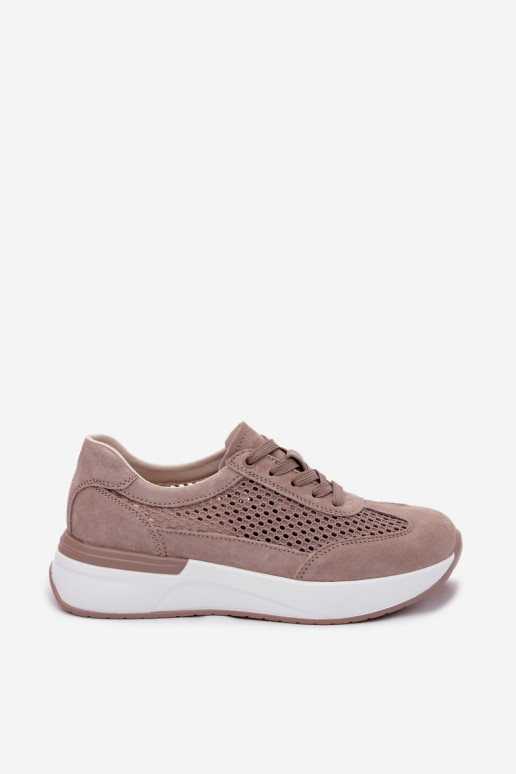 Haut aus INildleder Sneakers Stilvollllschuhe mit einer Plattform Beige Norisa