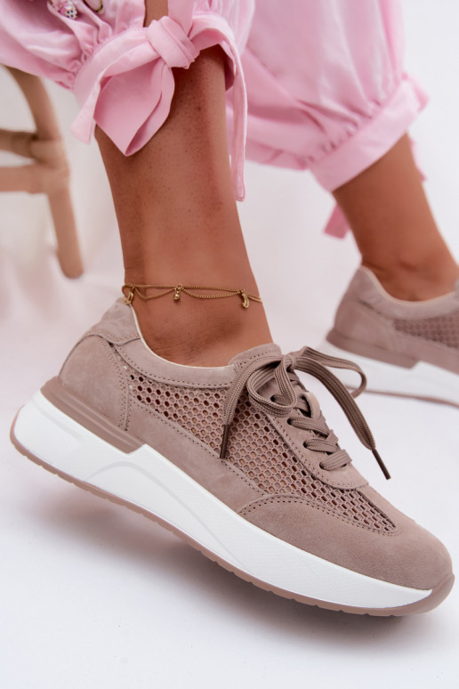 Sportschuhe aus Kunstwildleder auf Plattform in sandfarbener Norisa