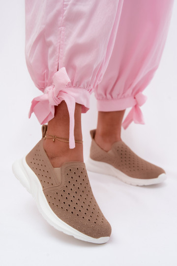 Ein überzeugendes Stilvollll mit durchbrochenen Elementen Schuhe FemininImitacji aus INildlederu Beige Geressa