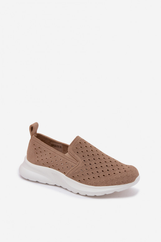 Ein überzeugendes Stilvollll mit durchbrochenen Elementen Schuhe FemininImitacji aus INildlederu Beige Geressa