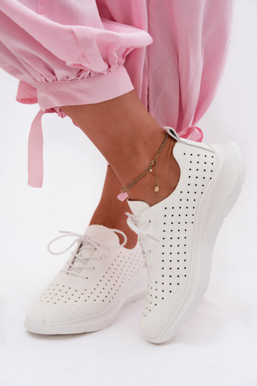 Damen sportliche Schnürschuhe in weißer Farbe Heressa