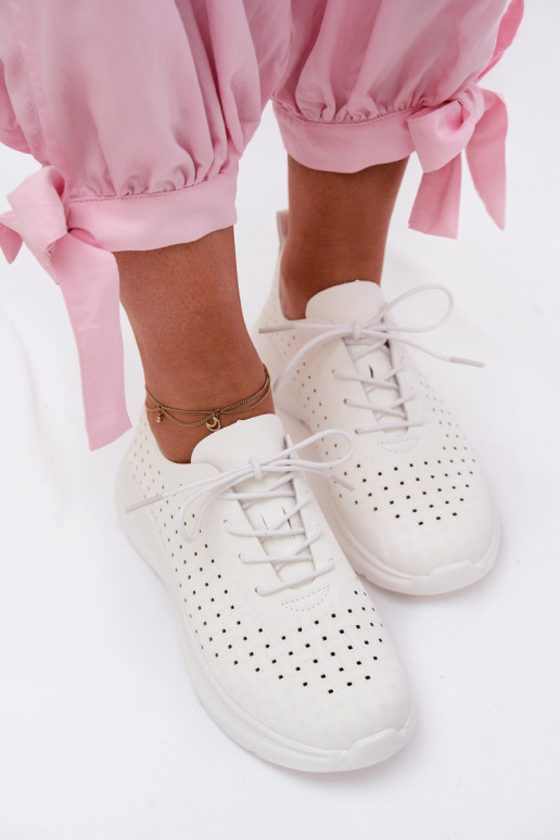 Damen sportliche Schnürschuhe in weißer Farbe Heressa