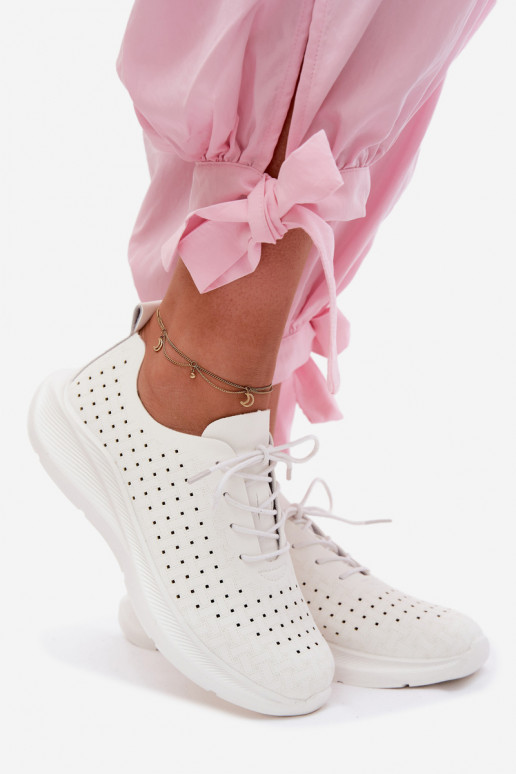 Damen sportliche Schnürschuhe in weißer Farbe Heressa