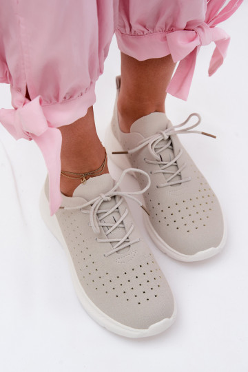 Damen sportliche Schnürschuhe in grauer Farbe Heressa