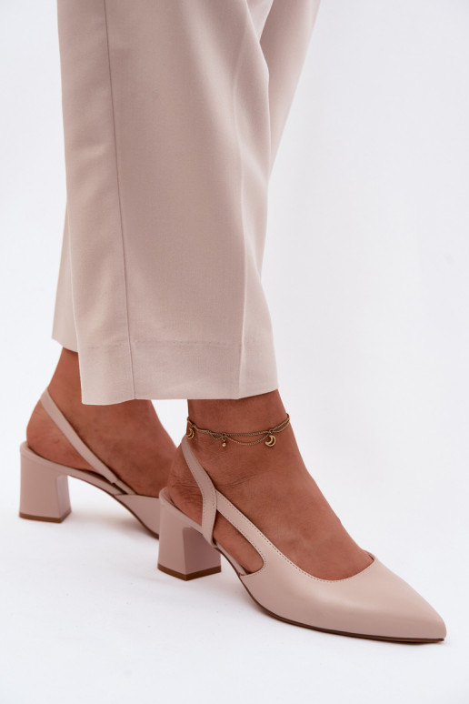 Damen Sandalen mit Absatz Sergio Leone SK472 in creme-rosa Farbe