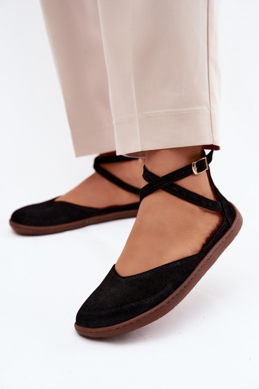 Ballerinas aus INildleder Feminin Barefoot mit Streifen Zazoo 320 schZuarze Farbe