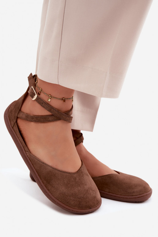 Ballerinas aus INildleder Feminin Barefoot mit Streifen Zazoo 320 braune Farbe