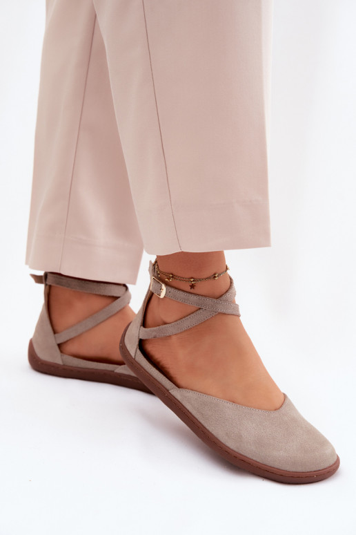 Ballerinas aus INildleder Feminin Barefoot mit Streifen Zazoo 320 Cappuccino-Farbe