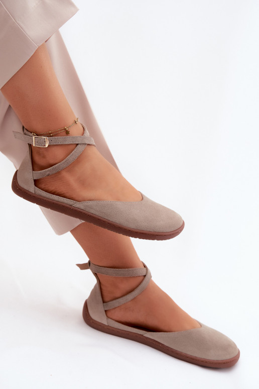 Ballerinas aus INildleder Feminin Barefoot mit Streifen Zazoo 320 Cappuccino-Farbe