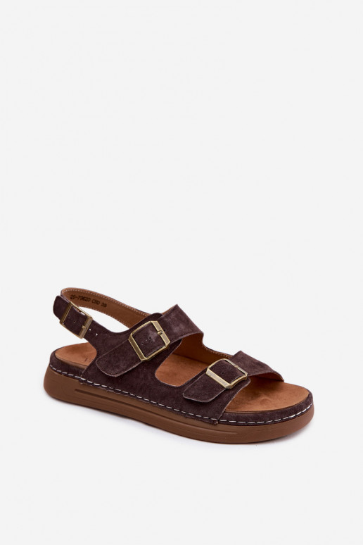 Haut INildledersandalen für Damen mit Schnallen Vinceza 79620 CzekoladoZue