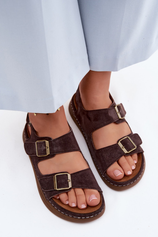 Haut INildledersandalen für Damen mit Schnallen Vinceza 79620 CzekoladoZue